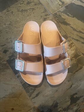 MIA  Double Buckle platform Slide Sandals - Pink
